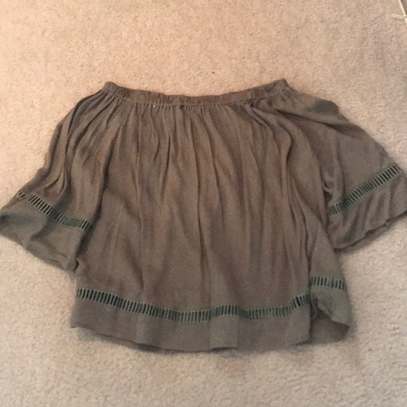 Off the shoulder olive green top - Picture 1 of 2